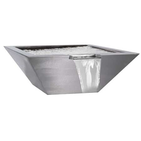 The Outdoor Plus 36 Square Maya Fire & Water Bowl - Stainless Steel - Low Voltage Electronic Ignition - Natural Gas OPT-36SQSSFWE12V-NG
